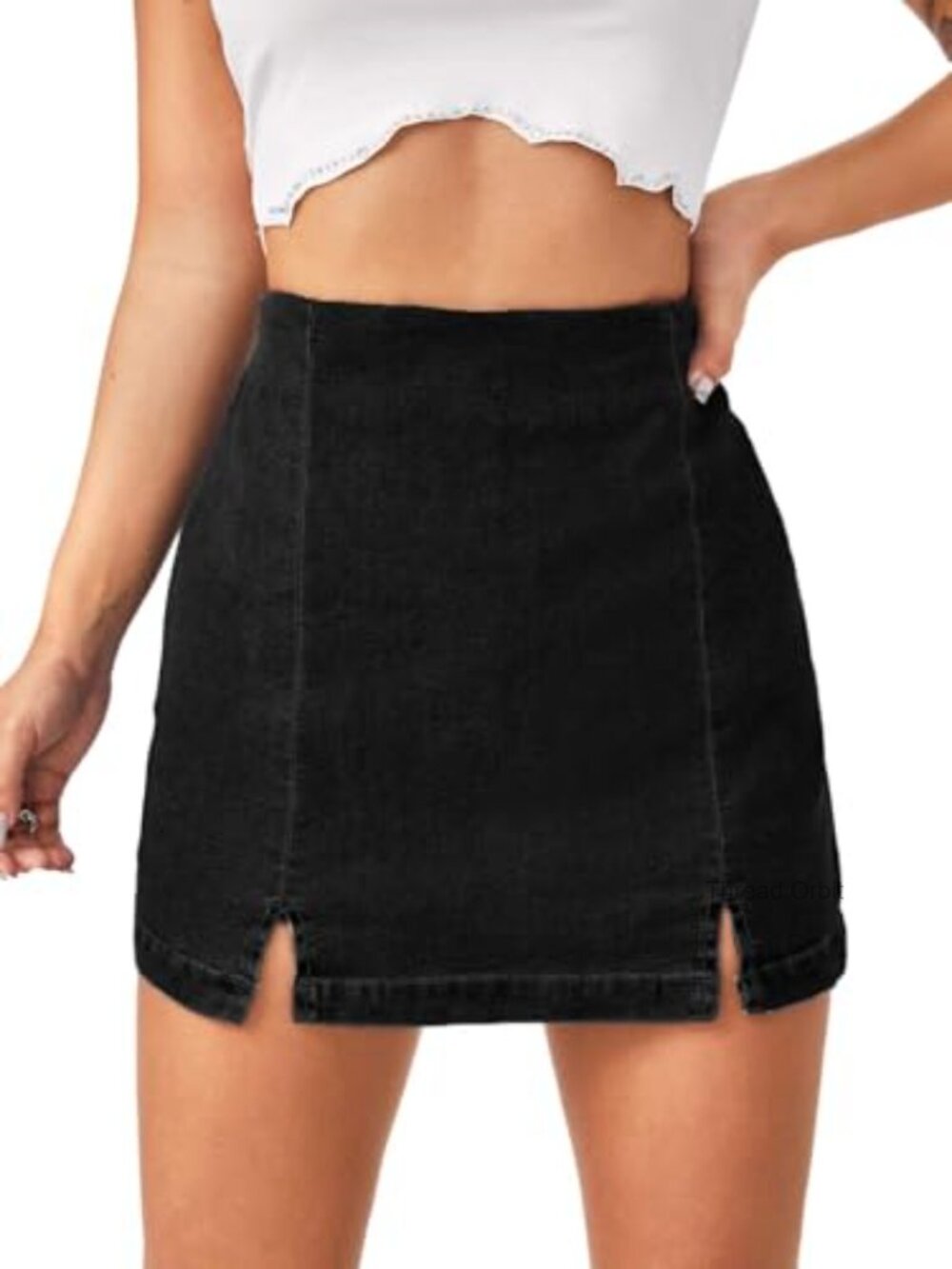 High Waist Denim Skorts with Hidden Zip, High Stretch Casual Skirt Shorts